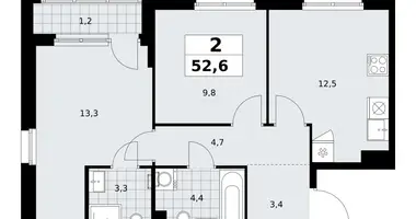 Apartamento 2 habitaciones en Kommunarka, Rusia