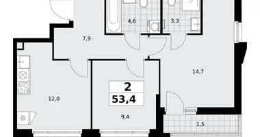 2 room apartment in Troitsk, Russia