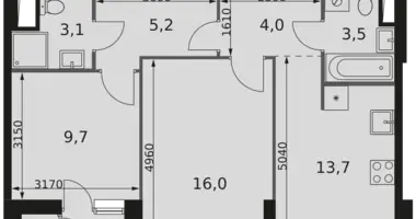 2 room apartment in Moscow, Russia