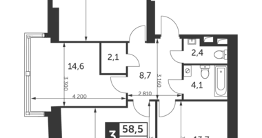 3 room apartment in Konkovo District, Russia