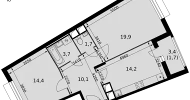 Apartamento 2 habitaciones en Razvilka, Rusia