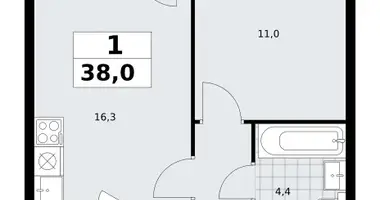 Apartamento 1 habitación en Troitsk, Rusia