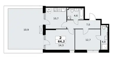 2 room apartment in poselenie Sosenskoe, Russia