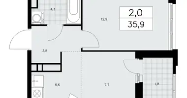 Apartamento 2 habitaciones en poselenie Sosenskoe, Rusia