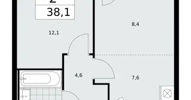 Appartement 2 chambres dans Moscou, Fédération de Russie