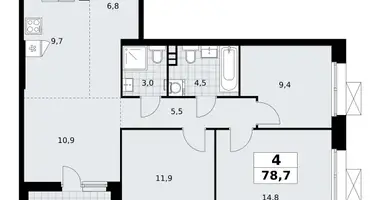 Apartamento 4 habitaciones en poselenie Sosenskoe, Rusia