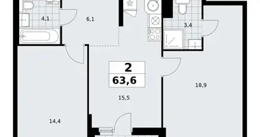 Appartement 2 chambres dans Kommunarka, Russie