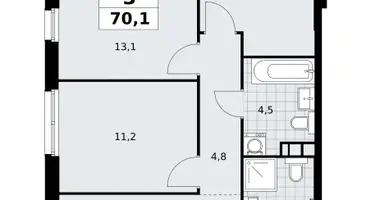 3 room apartment in South-Western Administrative Okrug, Russia