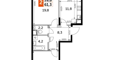 Apartamento 2 habitaciones en Razvilka, Rusia