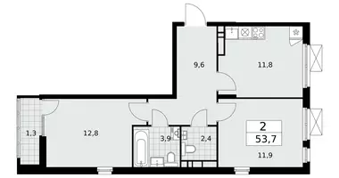 2 room apartment in poselenie Desenovskoe, Russia