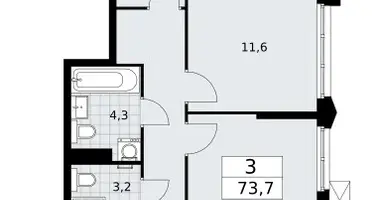 Apartamento 3 habitaciones en Troitsk, Rusia