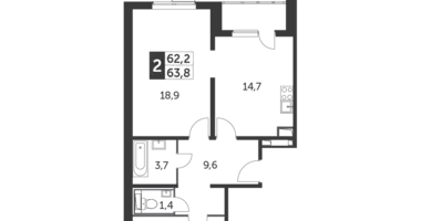 2 room apartment in Moscow, Russia