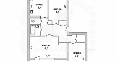 3 room apartment in Tamasouka, Belarus