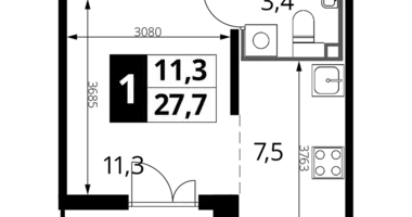 Kawalerka 1 pokój w Nekrasovka District, Rosja