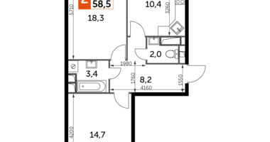 Apartamento 2 habitaciones en Veshki, Rusia