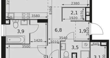 Apartamento 3 habitaciones en Moscú, Rusia