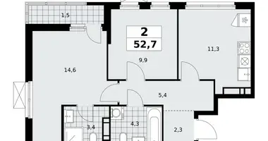 Apartamento 2 habitaciones en Moscú, Rusia