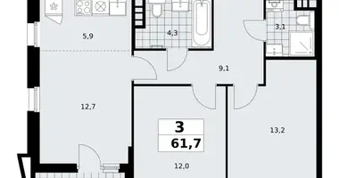 3 room apartment in poselenie Sosenskoe, Russia