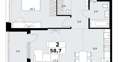 Apartamento 2 habitaciones en Kommunarka, Rusia