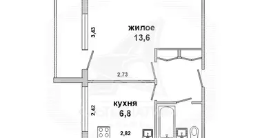 1 room apartment in Muchaviecki sielski Saviet, Belarus
