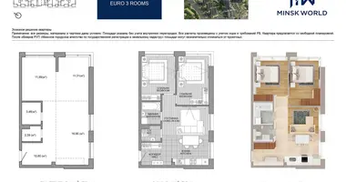 Apartamento 3 habitaciones en Minsk, Bielorrusia