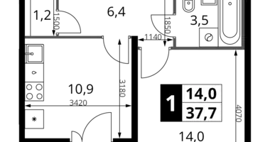 Mieszkanie 1 pokój w South-Western Administrative Okrug, Rosja