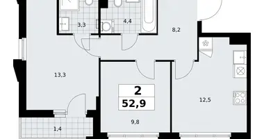 2 room apartment in Troitsk, Russia