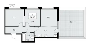 Apartamento 3 habitaciones en poselenie Sosenskoe, Rusia