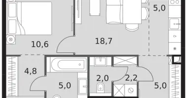 Apartamento 2 habitaciones en North-Western Administrative Okrug, Rusia