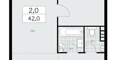 Apartamento 2 habitaciones en poselenie Sosenskoe, Rusia