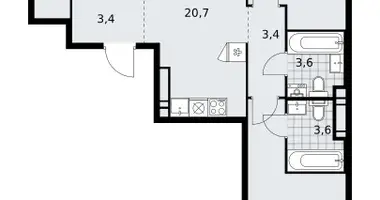 Apartamento 3 habitaciones en poselenie Sosenskoe, Rusia