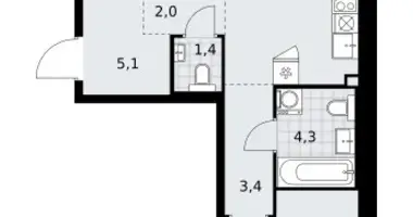 Wohnung 2 zimmer in Troizk, Russland