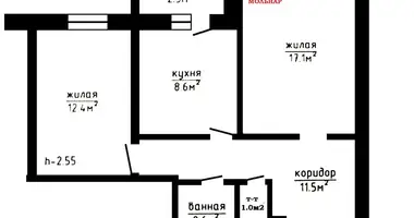 2 room apartment in Borovlyany, Belarus