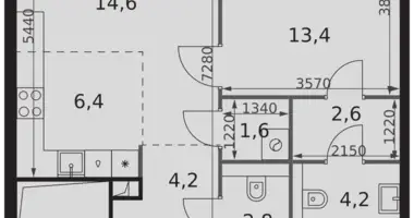 Apartamento 2 habitaciones en North-Western Administrative Okrug, Rusia