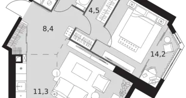 Mieszkanie 2 pokoi w Konkovo District, Rosja