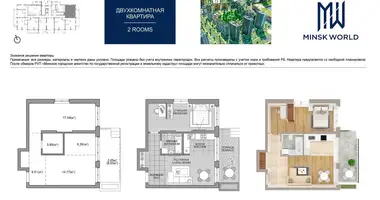 Apartamento 2 habitaciones en Minsk, Bielorrusia