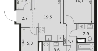 3 room apartment in Moscow, Russia