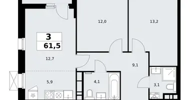 Apartamento 3 habitaciones en poselenie Sosenskoe, Rusia