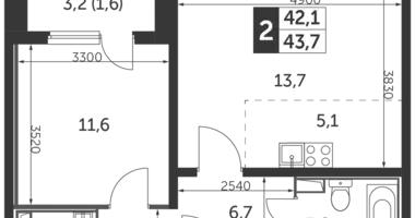 2 room apartment in Nekrasovka District, Russia