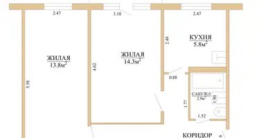 2 room apartment in Minsk, Belarus