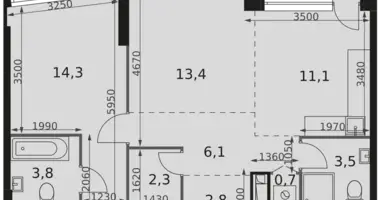 Apartamento 2 habitaciones en Moscú, Rusia