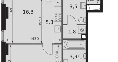 Apartamento 2 habitaciones en Moscú, Rusia