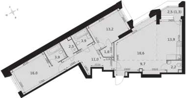 Mieszkanie 3 pokoi w Konkovo District, Rosja