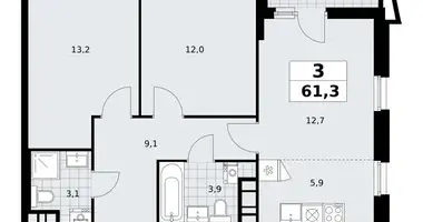 Apartamento 3 habitaciones en poselenie Sosenskoe, Rusia