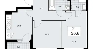2 room apartment in Troitsk, Russia