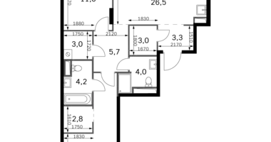 Apartamento 3 habitaciones en Moscú, Rusia