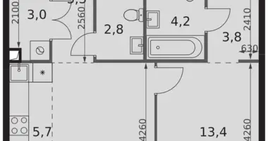 Appartement 2 chambres dans Moscou, Russie