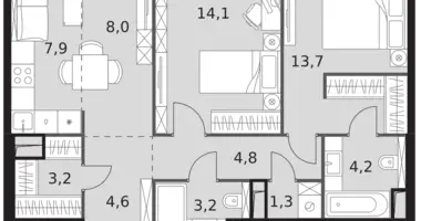 Appartement 3 chambres dans North-Western Administrative Okrug, Fédération de Russie