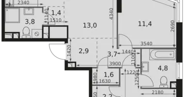 Appartement 3 chambres dans Moscou, Fédération de Russie