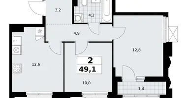 Wohnung 2 zimmer in Troizk, Russland